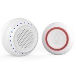 UN1QUE Wireless Door Bell for Home Small Calling Bell for Office -500ft Long Range with 32 Chimes, 4 Level Volume, LED Light, IP44 Waterproof (1 Receiver and 1 Push Button, U300 Series)