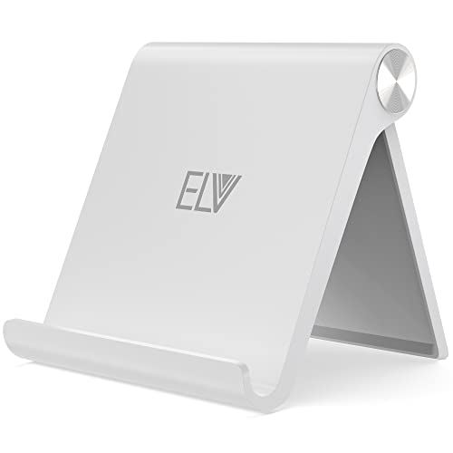 Elv Foldable, Portable, Tablet/Phone Stand. Compatible Phone Holder for iPhone, Android, Samsung, OnePlus, Xiaomi, Oppo, Vivo, Asus. Perfect for Bed,Office, Home,Gift and Desktop (White)