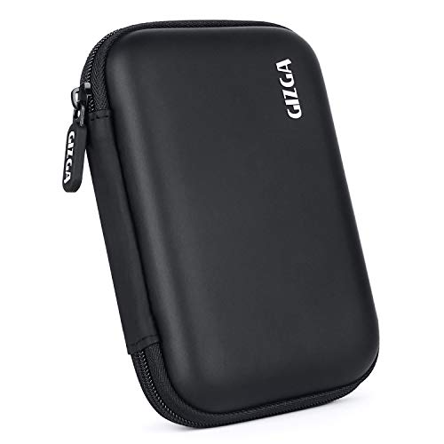 Gizga Essentials Hard Drive Case Shell, 6.35cm/2.5-inch, Portable Storage Organizer Bag for Earphone USB Cable Power Bank Mobile Charger Digital Gadget Hard Disk, Water Resistance Material, Black