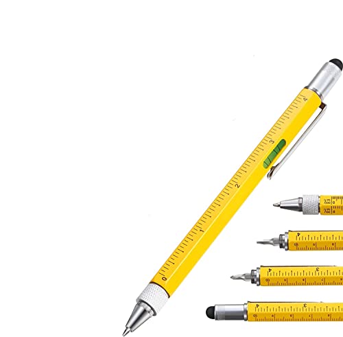 kesig® Screwdriver Pen Pocket,6 in 1 Pen tool Gadget with Ruler,Ballpoint Pen,Stylus,Level,Screwdriver DIY Multi-Tool Pen for Men Dad Gifts
