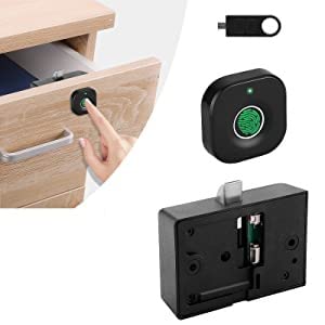 Escozor® Fingerprint Drawer Lock, Smart Biometric Cabinet Lock, Safety Electric Fingerprint Lock, Drawer Wardrobe Lock, Furniture Privacy Lock with E-Key