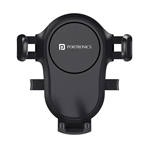 Portronics Clamp Y Adjustable Air Vent Mobile Holder for Car with 360° Rotational, One Click Release Button, Compatible with 4 to 6 inch Devices(Black)