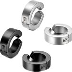 Gadget Deals Silver, Stainless Steel Stud Earring for Boys, Multicolour