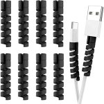 STRIFF 12 Pieces Highly Flexible Silicone Micro USB Protector, Mouse Cable Protector, Suit for All Cell Phones, Computers and Chargers (Black)