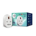 Wipro 16A Wi-Fi Smart Plug, Suitable for Large Appliances like Geysers, Microwave Ovens, and Air Conditioners, Energy Monitoring, Wireless Control, and Voice Control (Pack of 1, Polycarbonate, White)