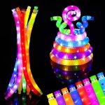 Toyshine LED Flashing Pop Tube Fidget 6 Pcs Toy Fun Pull and Pop Tubes Sensory Tubes for Kids Adults Stretch and Bend ADHD Autism Anxiety Stress Relief Toys Great Gift Party Prizes