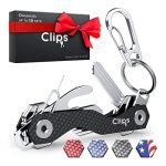 Smart Compact Key Holder Keychain – Made of Carbon Fiber & Stainless Steel- Pocket Organizer Up to 18 Keys- Lightweight, Strong-Key Gadget Includes Sim & Bottle Opener, Carabiner & More (Black)