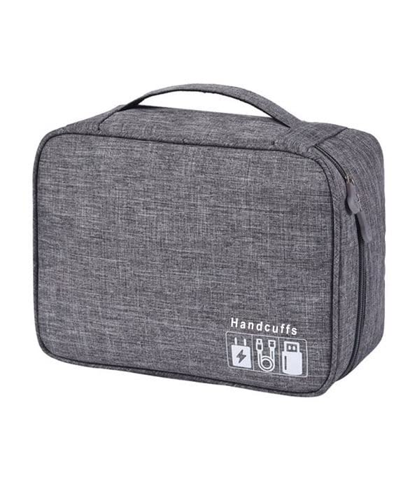 Handcuffs Electronics Accessories Organizer Bag Travel Gadget Hard Disk Bag (Grey)