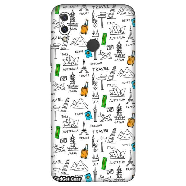 Gadget Gear Vinyl Skin Back Sticker (Not a Cover) Travel (18) Mobile Skin Compatible with Huawei P Smart Plus (2019) (Only Back Panel Coverage)