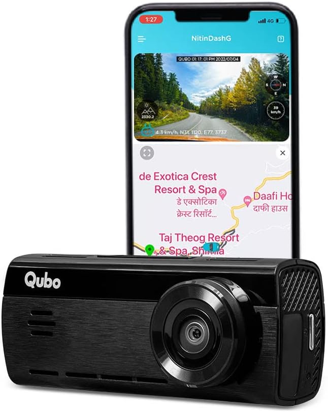 Qubo Car Dash Camera True 4K 2160P UHD Dash Cam from Hero Group, Made in India, ADAS, Built-in Wi-Fi, GPS Logger, 2.8" Display, 140° Wide Angle, Supports Up to 1TB SD Card