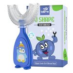 tekme U Shaped Toothbrush for Kids, Food Grade Soft Silicone Brush Head, 360° Oral Teeth Cleaning Tools, Children Infant U Shape Manual Toothbrush (2-6 Years | Blue)