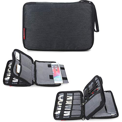 SaleOn™ Portable Storage Organizer Bag for Earphone USB Cable Power Bank Mobile Charger Digital Gadget Hard Disk, Water Resistance Material – Dark Grey