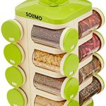 Amazon Brand – Solimo Revolving Plastic Spice Rack set (16 pieces, Silver)