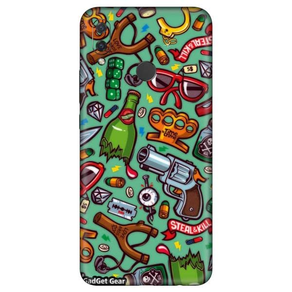 Gadget Gear Vinyl Skin Back Sticker (Not a Cover) Brawl Doodle (19) Mobile Skin Compatible with Huawei P Smart Plus (2019) (Only Back Panel Coverage)