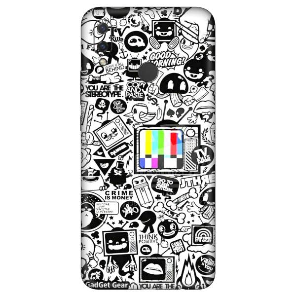 Gadget Gear Vinyl Skin Back Sticker Customised TV Doodle (6) Mobile Skin (Not a Cover) Compatible with Huawei P Smart Plus (2019) (Only Back Panel Coverage)