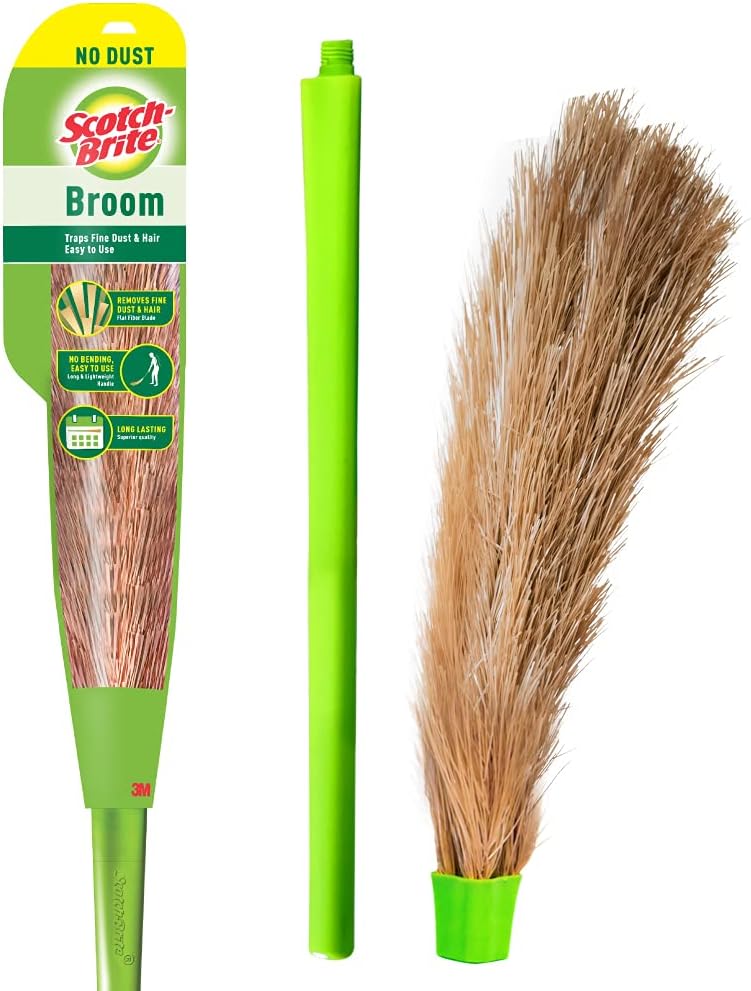 Scotch-Brite No-Dust Broom, Long handle, Easy floor cleaning (Multi-use)