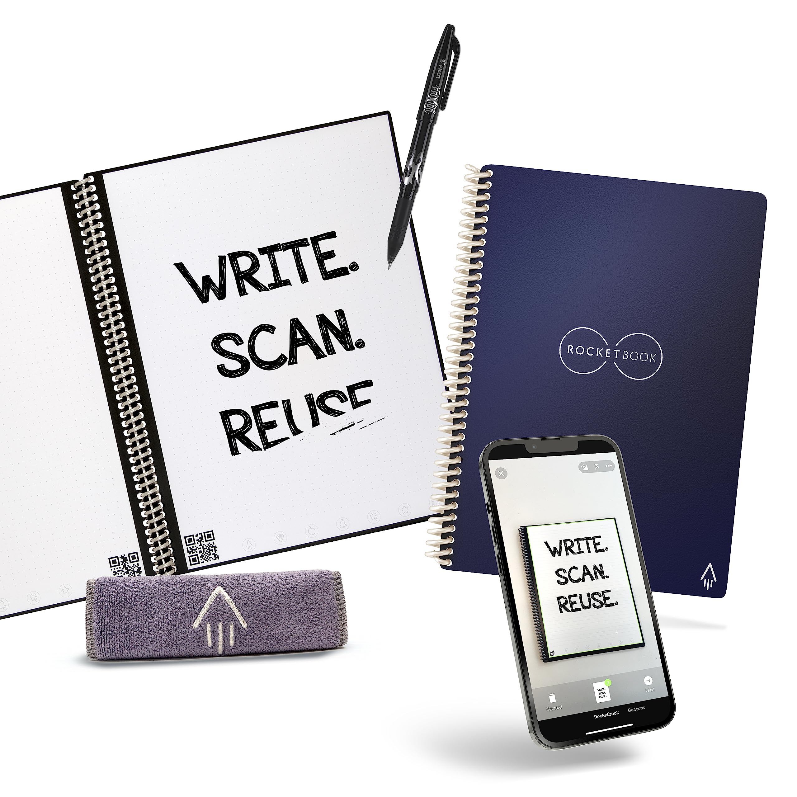 Rocketbook Everlast Smart Reusable Notebook, Executive Size, Midnight Blue, 6″ x 8.8″ (EVR-E-K-CDF)