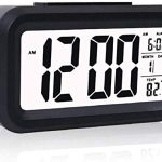 KBR Digital Smart Alarm Clock with Date & Temperature Display – Snooze Table Alarm Clock with Smart Automatic Sensor Backlight-Plastic,Black,Medium(1.5Wx5.5Lx3.5H inches)