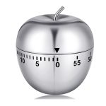 Leeonz 1PCS Kitchen Timer Cute Manual, Stainless Steel Metal Mechanical Visual Countdown Cooking Timer with Loud Alarm for Kitchen Cooking Baking Sports Kids (Apple Shape)