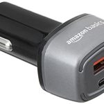 AmazonBasics Car Charger with 36W Fast Charging for Cellular Phones | Dual Port -Type C and USB Output | Micro USB Cable Included (Black)