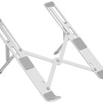 AmazonBasics Amazon Basics Laptop Stand, Height-Adjustable, Foldable, Portable, Ventilated, Fits Up to 15.6-Inch Laptops (Aluminium Alloy, Silver) Tabletop