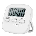 Baskety Digital Kitchen Timer Magnetic Countdown Cooking Kitchen Timers with Louder Alarm Big Digit, Back Stand Hanging Hole for Cooking Kids Teacher Shower Bathroom Oven Round White