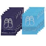 Lify Travel Shoe Bags, Portable Travel Shoe Tote Bags – Packing Organizers for Men and Women- Aqua Blue (6 Pcs) + Navy Blue (6 Pcs) – 12 Piece Pack