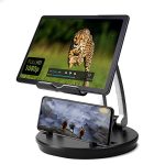 coku Adjustable Desktop Tablet Stand 2 in 1 Mobile Phone & Tablet Holder Sturdy & Heavy Metal Base with Cable Organizer Clips for Tab, Tablet & Smartphone