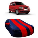 MOM’S GADGETS Water Resistant Car Body Cover for Hyundai Santro Xing (Red & Blue Strips)