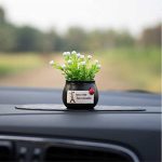 Dravizon Car Dashboard Accessories Adorable Flower Pot with Anti Slip Pad Car Dashboard Idols and Showpiece car Interior Accessories and Gadgets (Pack of 1) (Car Flower Pot)