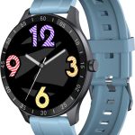Zebronics Zeb-FIT3220CH Smart Fitness Watch with Full Touch TFT Round Display, Metal Body, Built-in Games, 7-day Data Storage, SpO2, BP & Heart Rate Monitor, IP68 Water Resistant (Black Rim + Blue Strap)