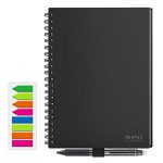 NEWYES Reusable Smart Notebook – Digital Notebook A5 Ruled with Smart Erasable Pen and Wipe Included for Quick Sketch Cloud Storage and Reuse Endlessly (Black A5).