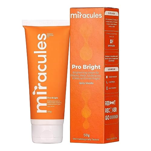 Miracules ProBright Lightening Cream for Dark Spots on Elbows, Neck, Underarms, Knees and Inner Thighs | Suitable for Sports and Fitness Enthusiasts | Sulphate & Paraben-Free (100)