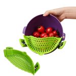 HASTHIP® Clip on Pasta Strainer, Silicone Food Strainer, Heat Resistant for Spaghetti Pasta Hands-Free Drainer Kitchen Gadgets