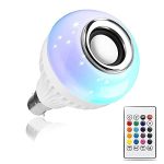 Sucheta Bluetooth Light Bulb with Speaker, Smart LED Music Play Bulb with 24 Keys Remote Control 12W Changing Color Lamp for Bar Decoration, Home, Restaurants