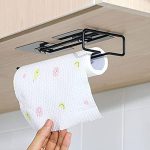 Plantex Self-Adhesive Multi-Functional Tissue Paper Holder/Towel Holder/Wine Glass Holder/Bathroom-Kitchen Accessories (Black-Wall Mount)