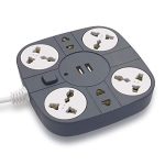 ADDMAX Extension Cord with USB Port – 10A 220V-50/60Hz [6 Socket Outlet with 2 USB Port] [Fire Flame Proof] [USB Charging Port][1.8 Meter Cord] Multi Plug Extension Board for Home Office – Grey