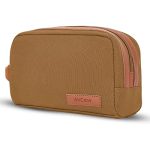 AirCase Canvas Toiletry kit travel organizer with handle, easy to clean compact storage pouch for shaving, makeup, cosmetic, gadgets, for men & women, Mustard