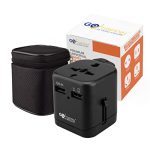 GoTrippin Premium Universal Travel Adapter with 5 Year Warranty, Dual USB Charger Ports and Smart Charging (Black), International Worldwide Charger Plug for Phone, Laptop, Mobile, Camera, Tablet