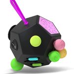 LIVYU LIFE Fidget Dodecagon –12-Side Fidget Cube Relieves Stress and Anxiety Anti Depression Cube for Children and Adults with ADHD ADD OCD Autism (Black Colourful)