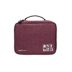 Amazon Basics Travel Organiser for Electronic Accessories, Flexible Padded Dividers, Waterproof, Foam Padding, For Cables, Chargers, Hard Disk, Power Bank (Maroon)
