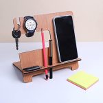Desk Organizer 5 in 1 Wooden Multipurpose study table organizer for students in office, home | Wooden study accessories for students (Docking Station)