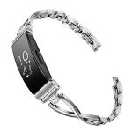 Compatible Inspire/Inspire HR Band Women, TRUMiRR Solid Stainless Steel & Rhinestone Diamond Watchband Jewelry Strap Feminine Cuff Bracelet for Fitbit Inspire/Inspire HR Smart Watch