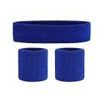 SUPRO Men & Women Head & Wrist Band, Sports Headbands for Men, Workout Accessories, Sweat Band, Sweat Wicking Head & Wrist Band Sweatbands for Running Gym, Unisex Hair Band Blue Color 1 Pair
