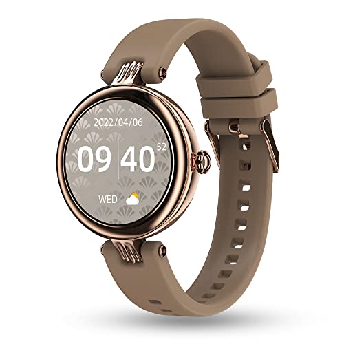Pebble Venus Smartwatch for Women with Advance Bluetooth Calling, Multiple Sports Mode, Female Health Suite, Multiple Watch Faces, SPO2 (Tan Gold)