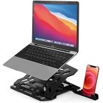 GIZGA Essentials 2 in 1 Laptop/Notebook/MacBook Tabletop Stand, 8-Adjustable Angles, Mobile Tabletop Stand, 12″ – 15.6″ Laptops, Heat Dissipation, Anti-Slip Base, Portable and Lightweight | Black