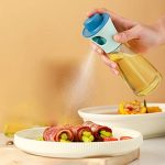 Wolpin 1 Piece Leak Proof Oil Spray Bottle for Cooking, Versatile Funnel Refillable Glass Vinegar Spray Bottle for BBQ Baking Salad, for Cooking, Roasting, Grilling, Air Frying Etc.(150 ml, Clear)