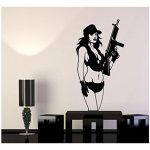 GADGETS WRAP Woman Girl with Gun Military Wall Decoration Decal Sticker