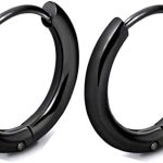 RD Gadgets One Pair Ninja Black Stainless Steel Ear Hoop Stud Earrings Huggie for Men