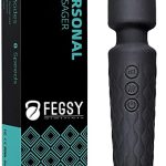 FEGSY Personal Body Massager for Women, Men, Rechargeable Wireless Vibration Machine for Female with 20 Vibration Modes, 8 Speeds, Flexible Head for Targeted Compression (Black)